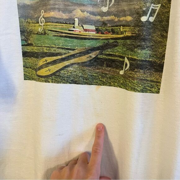 ✨ Vintage Hanes White Shirt Music Fields Country Large - Picture 4 of 9
